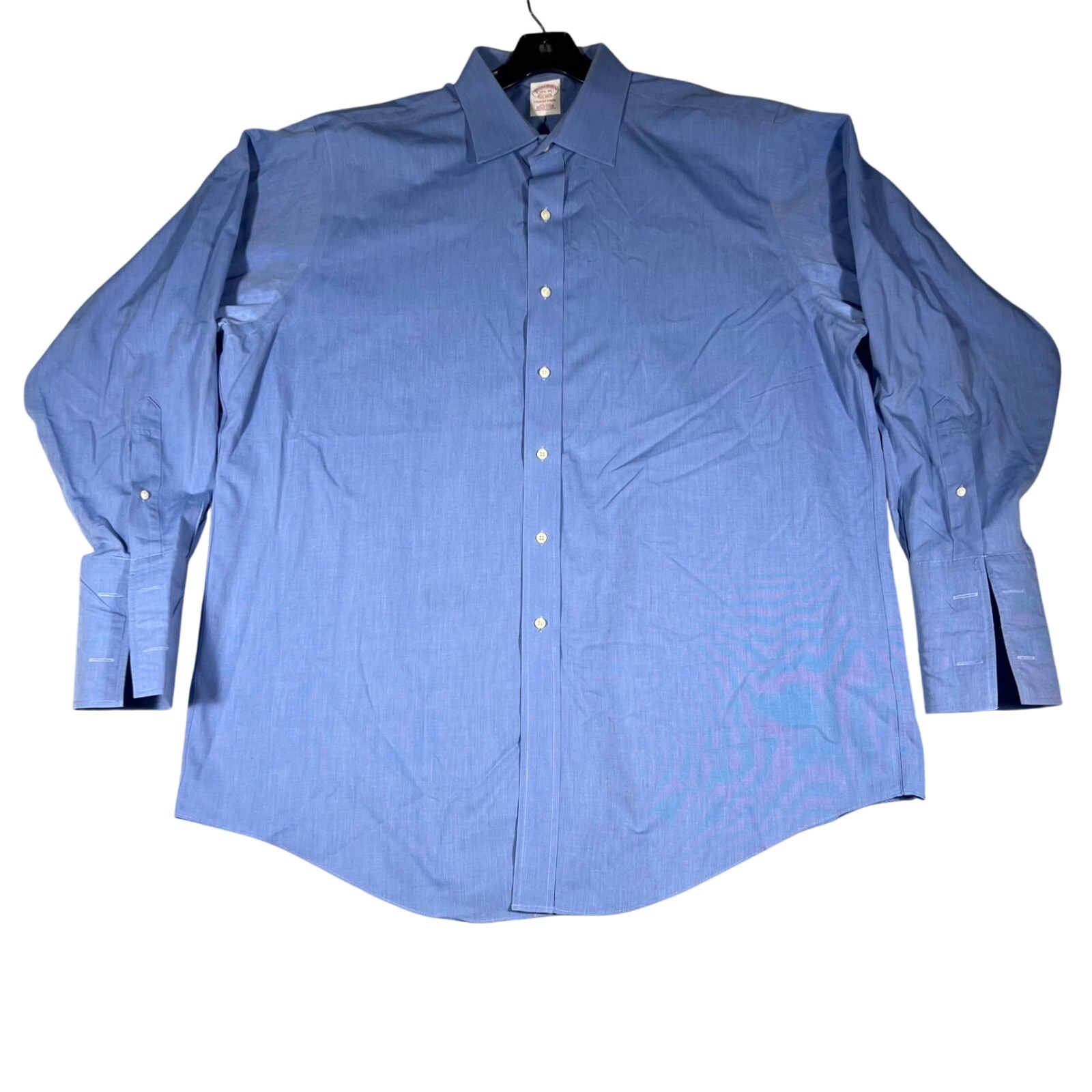 Brooks Brothers Traditional Fit Non-Iron Supima Cotton Blue Dress Shirt 17.5-34